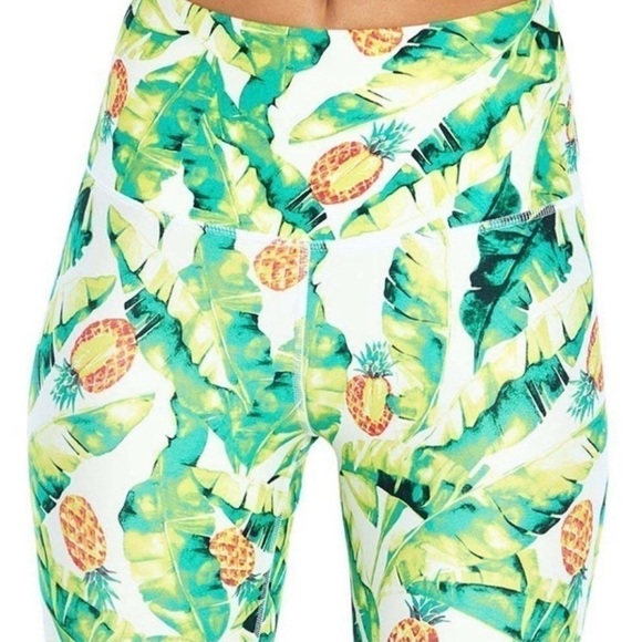 NEW Wildfox Palms & Pineapples Activewear Set Sports Bra Leggings Green Yellow - Picture 7 of 16